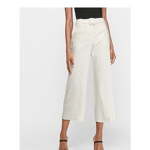 Super High Waisted Belted Cropped Wide Leg Pant